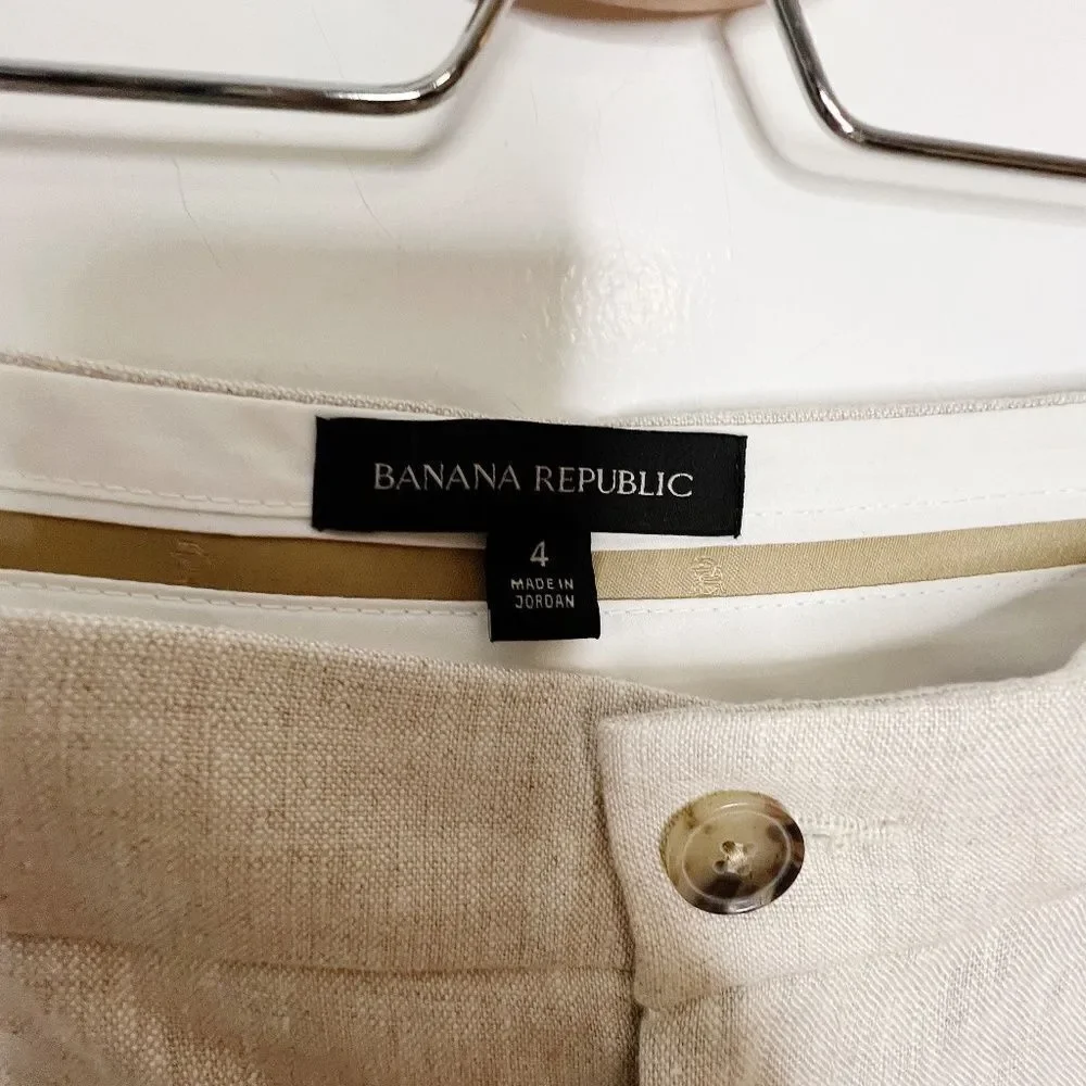 Banana Republic PALMA STRAIGHT-LEG LINEN PANT Size 4 Natural Linen